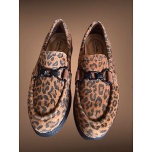 Clarks Collection Leather Loafers - Zylah Erin 8.5W Leopard Suede